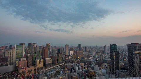 Osaka skyline sunset view timelapse Stock Footage 277410061