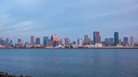 Osaka skyline sunset view timelapse Stock Footage 277410084