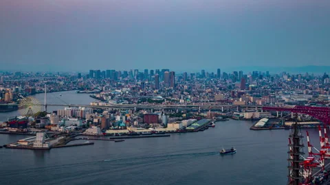 Osaka skyline sunset view timelapse Stock Footage 277410159