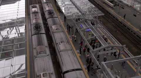 Osaka Station Platform From Above Stock Footage 20523831