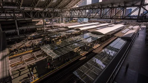 Osaka train station time lapse Stock Footage 119054344