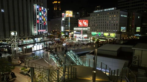 Osaka Umeda Downtown Timelapse Stock Footage 234681124