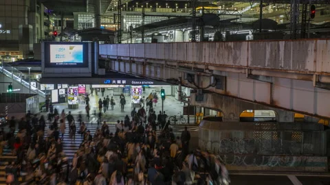 Osaka Umeda Station Timelapse Stock Footage 234684445