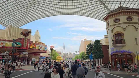 Osaka Universal Studios Japan Mario Nintendo World Harry Potter Theme Park [8K] Stock Footage 282159481