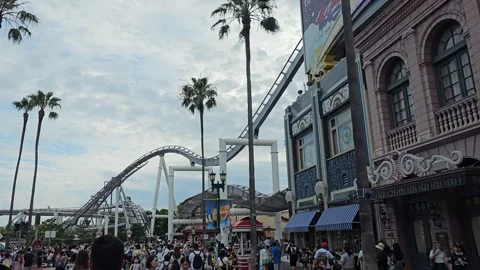 Osaka Universal Studios Japan Mario Nintendo World Harry Potter Theme Park [8K] Stock Footage 282159630