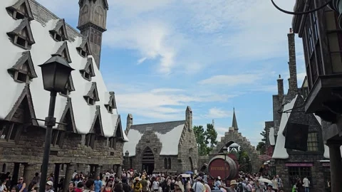 Osaka Universal Studios Japan Mario Nintendo World Harry Potter Theme Park [8K] Stock Footage 282160737