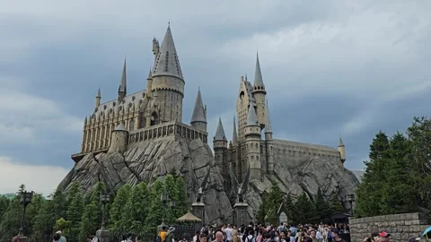 Osaka Universal Studios Japan Mario Nintendo World Harry Potter Theme Park [8K] Stock Footage 282160794