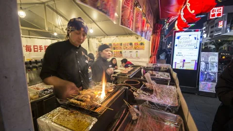 Osaka Yakitori Timelapse Stock Footage 234678167