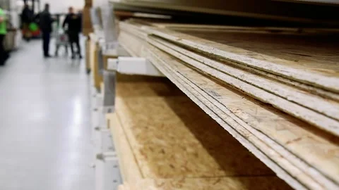 OSB sheets are presented in the hardware store Video stock 205554922
