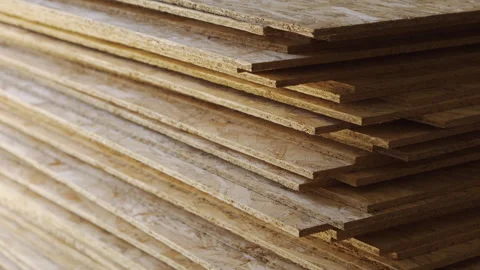 OSB sheets on a construction site. Close-up Video stock 249749920