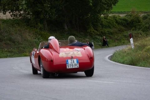 OSCA mt 4 1500 2ad on an old racing car in rally Mille Miglia 2020 the famous Stock Photos