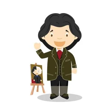 Oscar Wilde cartoon character. Vector Illustration. Kids History Collection. Stock Illustration