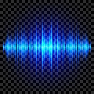Oscillating blue sound wave. Vector audio light effect. Glowing soundtrack 스톡 일러스트