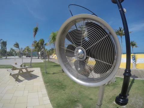 Oscillating Fan  With Rotating Blades Stock Photos