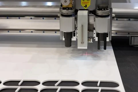 Oscillating knife digital cutting machine close up Stock Photos