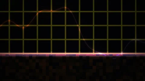 Oscillating waveforms on grid screens. Stock Footage 335114616
