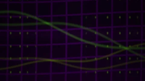 Oscillating Waves on Dark Grid Background. Stock Footage 340039890