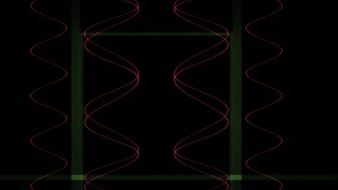 Oscillating waves within a green rectangular frame on a black background. Stock Footage 336707270