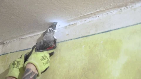 Oscillator in action multi tool for cutting close up Stock Footage 297705098