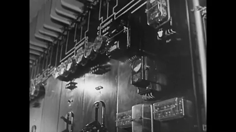 Oscillator, modulator, power and amplifying tubes are shown in an animation Stock Footage 88873532