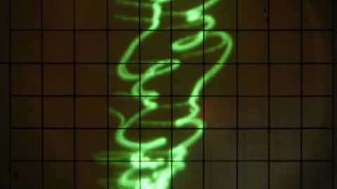 Oscillograph. Data graph. Green abstract glowing pattern. Statistics pattern. Stock Footage 142684920