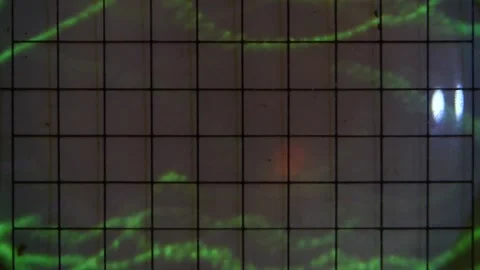 Oscillograph. Data graph. Green abstract glowing pattern. Statistics pattern. Stock Footage 142684931