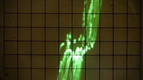 Oscillograph. Data graph. Green abstract glowing pattern. Statistics pattern. Stock Footage 142685056