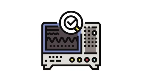 Oscilloscope analysis electronics color icon animation Stock Footage 326106244