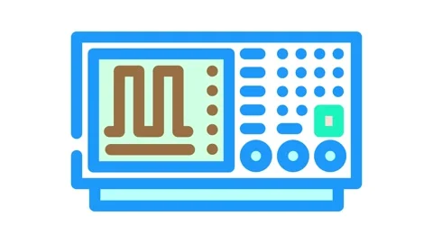 Oscilloscope analysis electronics color icon animation Stock Footage 327267398