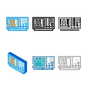 Oscilloscope analysis electronics color icon vector variants イラスト素材