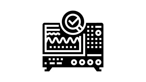 Oscilloscope analysis electronics glyph icon animation Stock Footage 326153087
