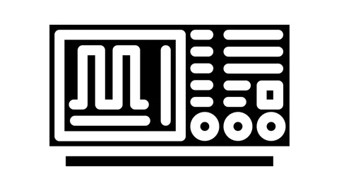 Oscilloscope analysis electronics glyph icon animation Stock Footage 326743389