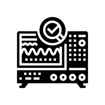 Oscilloscope analysis electronics glyph icon vector illustration Illustrazione stock