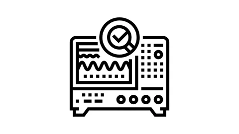 Oscilloscope analysis electronics line icon animation Stock Footage 326132236