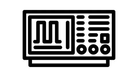 Oscilloscope analysis electronics line icon animation Stock Footage 326760813