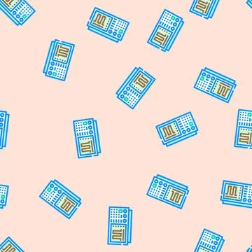 Oscilloscope analysis electronics vector seamless pattern Stock Illustration