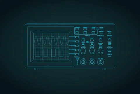 Oscilloscope blueprint illustration Stock Illustration