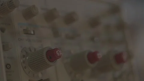 Oscilloscope Close Up Of Button And Knobs Rack Focus 2K Alexa Classic Video stock 126793532