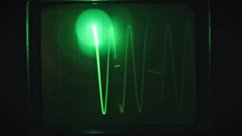 Oscilloscope Displaying Sinusoidal Waveform on a Dark Background Stock Footage 303919790