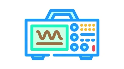 Oscilloscope electrical engineer color icon animation Stock Footage 327269504