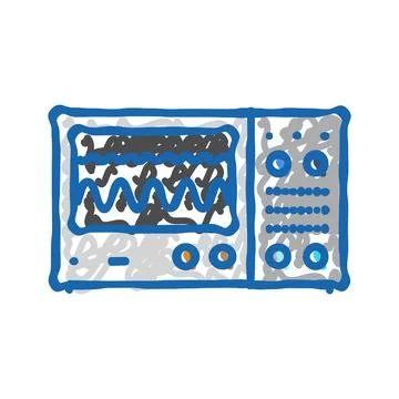 Oscilloscope electrical engineer icon doodle illustration Stock Illustration