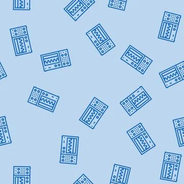 Oscilloscope electrical engineer line seamless pattern Stock Illustration