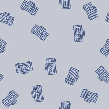 Oscilloscope electrical engineer line vector seamless pattern Stock Illustration
