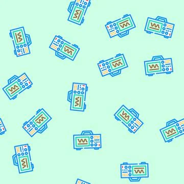 Oscilloscope electrical engineer vector seamless pattern Stock Illustration