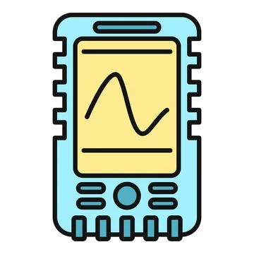 Oscilloscope icon displaying electronic waveform signal measurement Stock Illustration