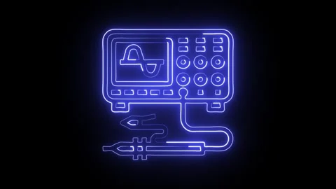 Oscilloscope Icon Isolated on Black Background, Signal Wave Neon Line Anima.. Vidéo 324635057