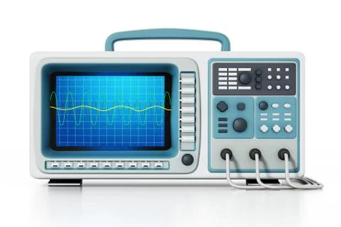 Oscilloscope isolated on white background. 3D illustration Stock Illustration