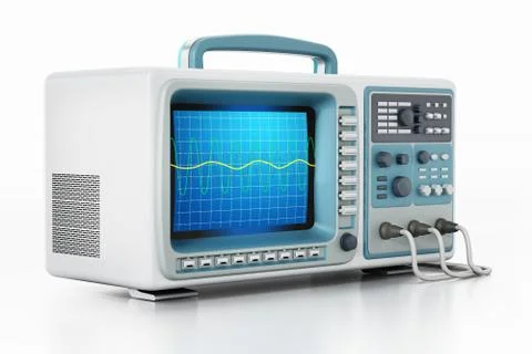 Oscilloscope isolated on white background. 3D illustration Stockillustratie