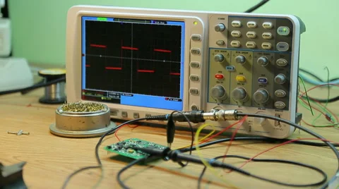 Oscilloscope in the laboratory Stock Footage 42821011