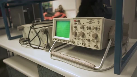 Oscilloscope in a science lab Stock Footage 235980497